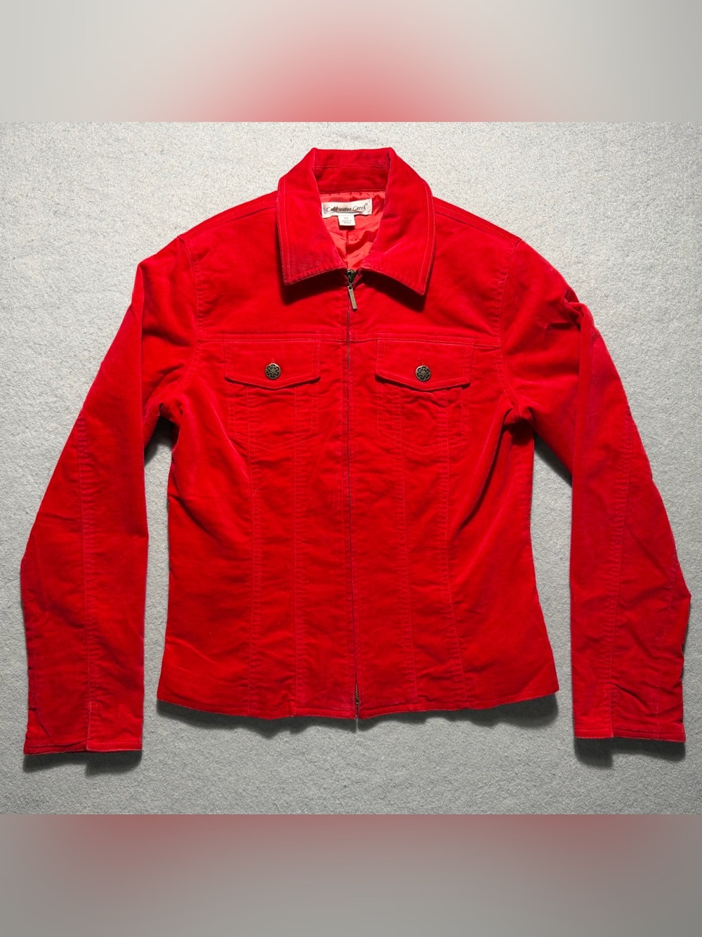 Coldwater Creek Women’s XS Red Stretch Zip Front Jacket Cotton Blend Casual